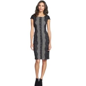 EUC Betsey Johnson Cookies & Cream Lace Overlay Cap Sleeve Sheath Dress-…